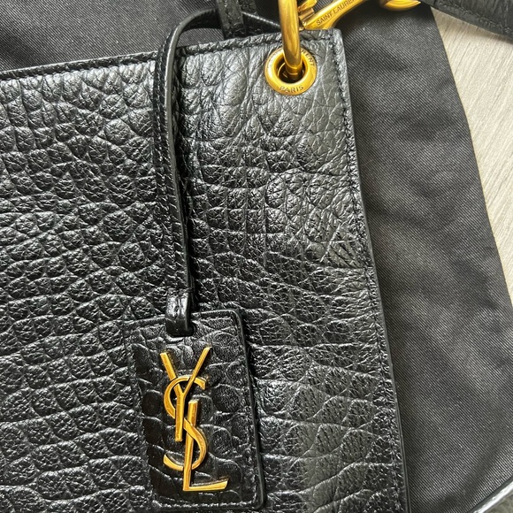 YSL Tag hobo bag black leather crocodile embossed - Picture 4 of 11